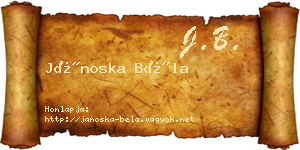 Jánoska Béla névjegykártya