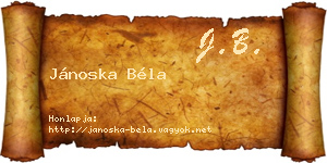 Jánoska Béla névjegykártya